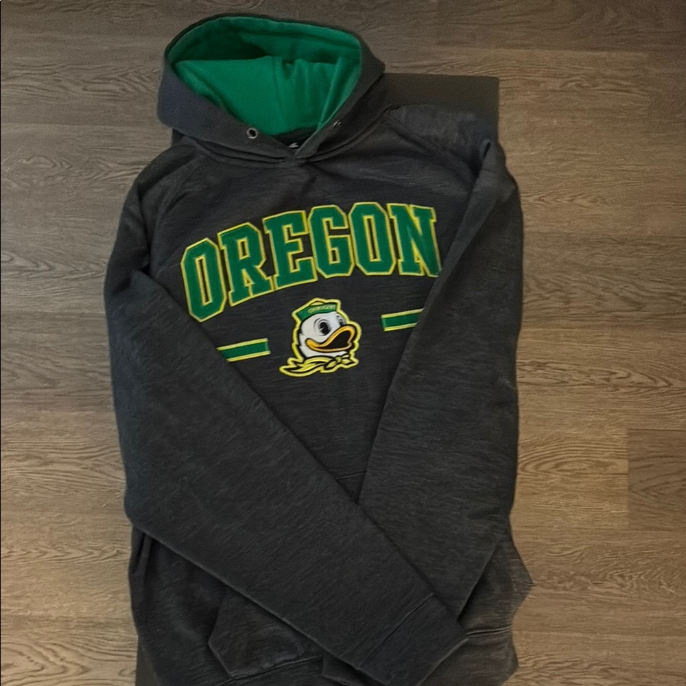 Oregon Men's Charcoal Gray Hoodie Sweatshirt- Excellent Condition